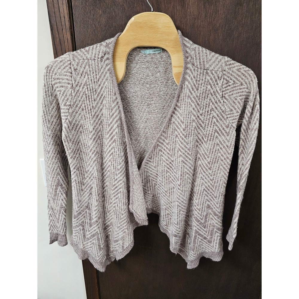 Maurices Mauve Chevron Zigzag Open Front Draped Cardigan XXL Sweater
